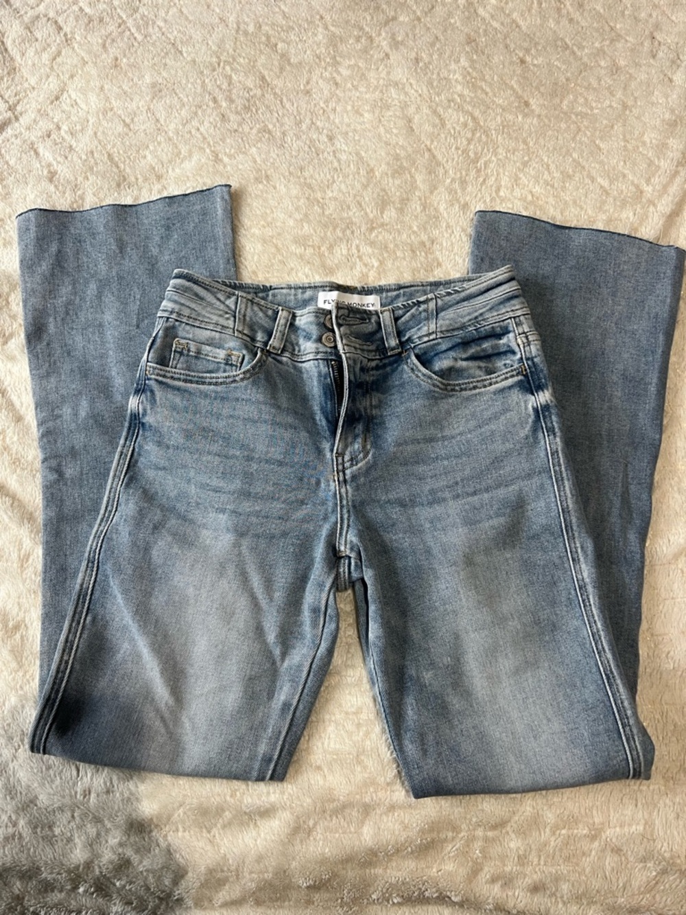 Flying Monkey High-Rise Light Wash Flare Jeans - 26 - Picture 3 of 5